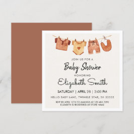 Convite Chá de fraldas de roupas do Boho Baby