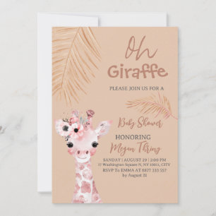 Convite chá de fraldas de safari girafa