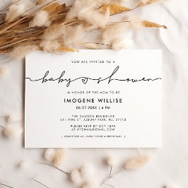 Convite Chá de fraldas de script branco