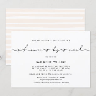 Convite Chá de fraldas de script de branco de corte por c