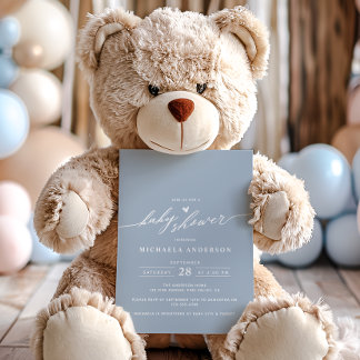 Convite Chá de fraldas de Script Elegante Minimalista Mode