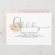 Chá de fraldas de Script Floral Peach e Cream