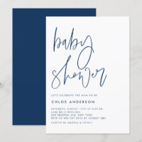 Chá de fraldas de Script Manuscrito marinho Azul