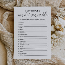 Convite Chá de fraldas de Script Moderno - Jogo do Word Sc