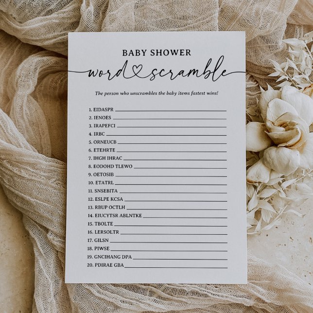 Convite Chá de fraldas de Script Moderno - Jogo do Word Sc (Criador carregado)