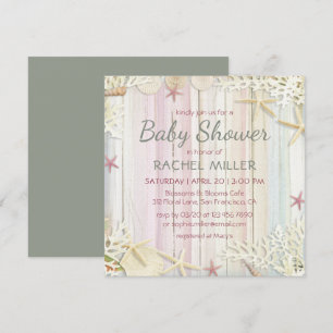 Convite Chá de fraldas de Seashell Moderno de Chic em Pra