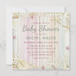 Convite Chá de fraldas de Seashell Moderno de Chic em Prai