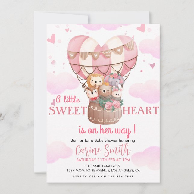 Convite Chá de fraldas de selva de Balões de Ar Quente (Frente)