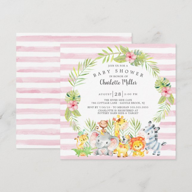 Convite Chá de fraldas de Selva de Meninas Cuecas (Frente/Verso)