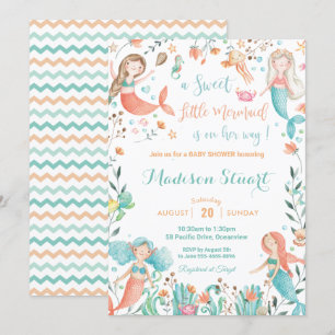 Convite Chá de fraldas de Sereia Bonita debaixo da Garota 