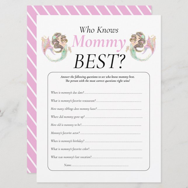 Convite Chá de fraldas de sereia debaixo do mar (Frente/Verso)