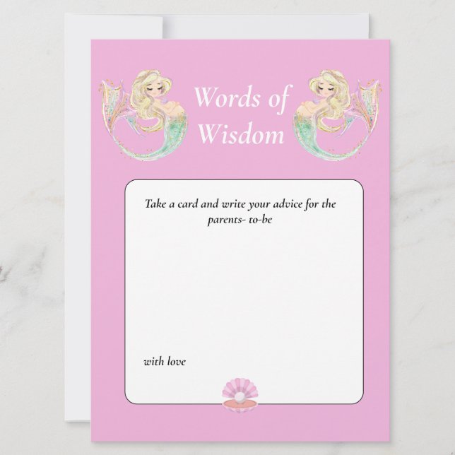 Convite Chá de fraldas de sereia. Rosa Sabedoria (Frente)