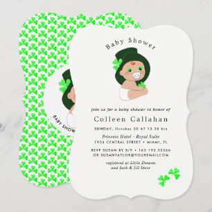 Convite Chá de fraldas de Shamrock para o Irish Baby Lepr