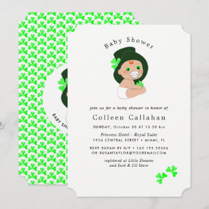 Convite Chá de fraldas de Shamrock para o Irish Baby Lepr