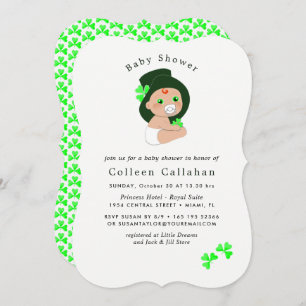 Convite Chá de fraldas de Shamrock para o Irish Baby Lepre