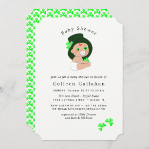 Convite Chá de fraldas de Shamrock para o Irish Baby Lepre