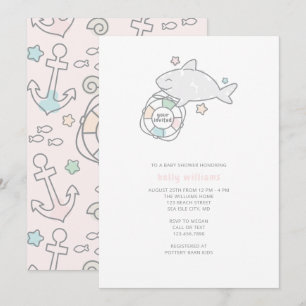 Convite Chá de fraldas de Shark Ahoy Girl