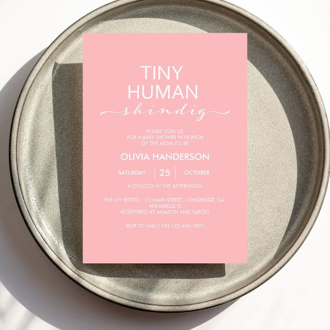 Convite Chá de fraldas de Shindig Humano Minúsculo, Rosa M (Criador carregado)