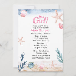 Convite Chá de fraldas de Starfish, Garotas Rosa do Oceano