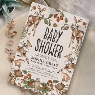 Convite Chá de fraldas de Storybook da Floresta Woodland