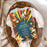 Chá de fraldas de Super-Herói de Animais Divertido