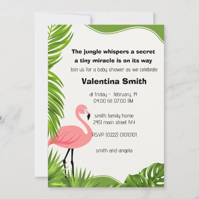 Convite chá de fraldas de sussurros da selva (Frente)