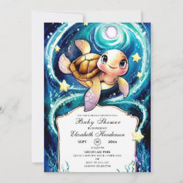 Convite Chá de fraldas de Tartaruga Oceano Boho