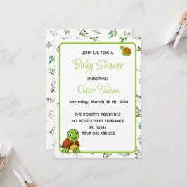 Convite Chá de fraldas de tartarugas brancas