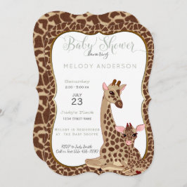 Convite Chá de fraldas de Tema Animal da Mãe e Bebê