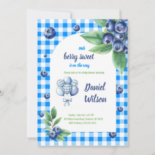 Convite Chá de fraldas de Tema Azul Berry Sweet para Impre