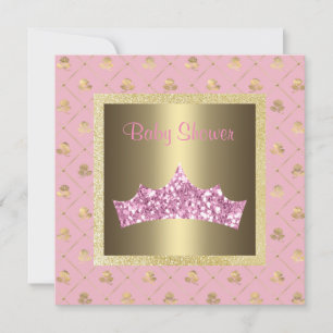 Convite chá de fraldas de tema da princesa do ouro rosa t