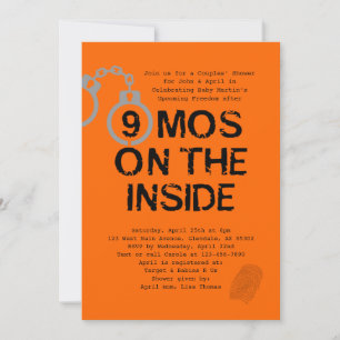 Convite Chá de fraldas de Tema da Prisão 9 Meses no Dent