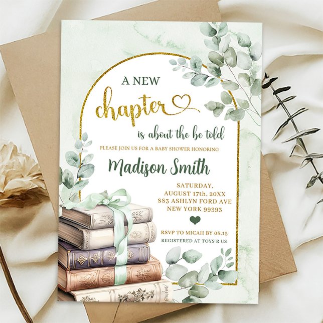 Convite Chá de fraldas de Tema do Livro Verde da Greeneres (Criador carregado)