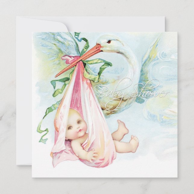 Convite Chá de fraldas de Tempestade Azul-Teal e Rosa (Frente)