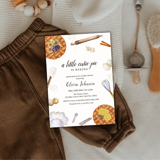 Convite Chá de fraldas de Torre de Baking Rustic Cutie (Rustic Cutie Baking Pie Baby Shower Invitation)