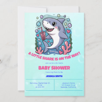 Convite Chá de fraldas De Tubarão-Chá Cute Kawaii