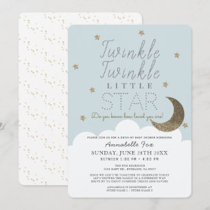 Convite Chá de fraldas de Unidade Azul Twinkle Little Sta