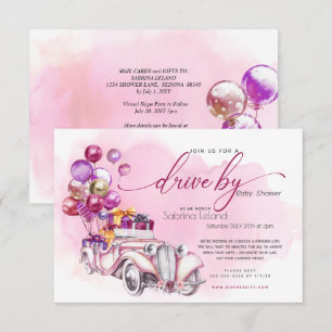 Convite Chá de fraldas de Unidade por Carro vintage de Be