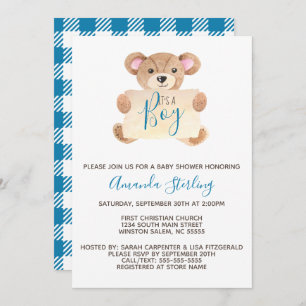 Convite Chá de fraldas de ursinho