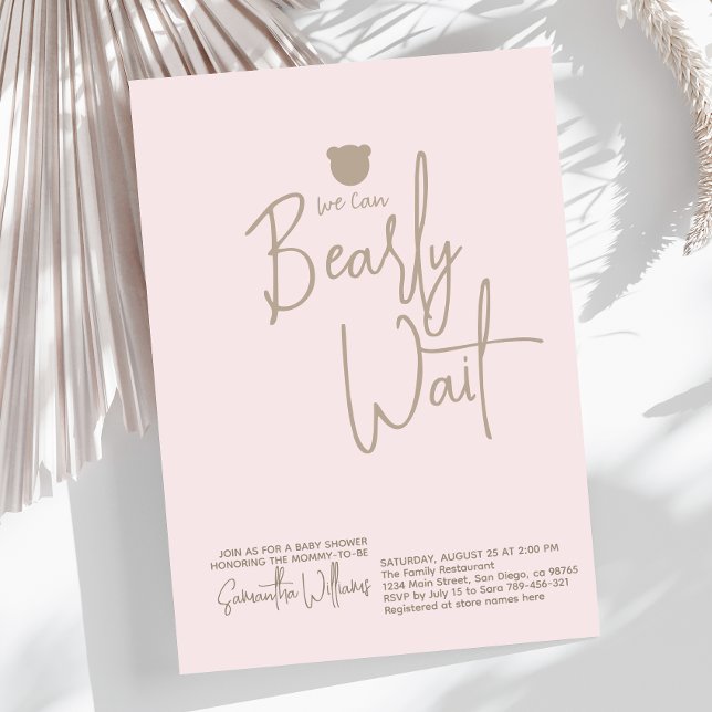 Convite Chá de fraldas de ursinho moderno minimalista (Criador carregado)