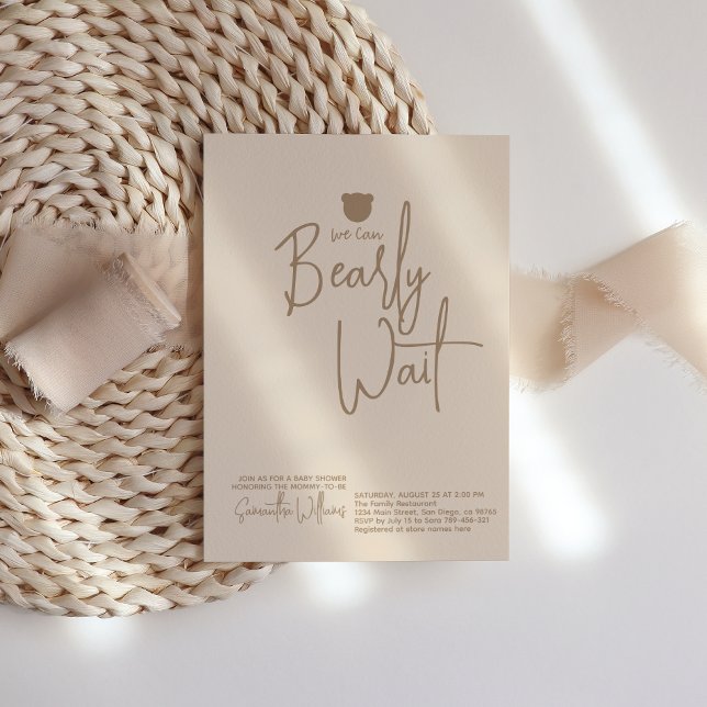 Convite Chá de fraldas de ursinho moderno minimalista (Criador carregado)