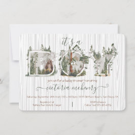 Convite Chá de fraldas de Urso de Aquarela Florestal