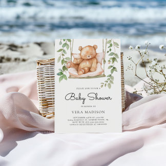 Convite Chá de fraldas De Urso De Pé-De-Água