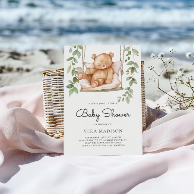 Convite Chá de fraldas De Urso De Pé-De-Água (Criador carregado)