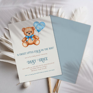 Convite Chá de fraldas De Urso De Teddy, Cubo Doce