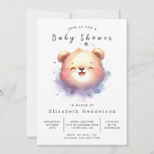 Convite Chá de fraldas de Urso Imprimível Whimsy