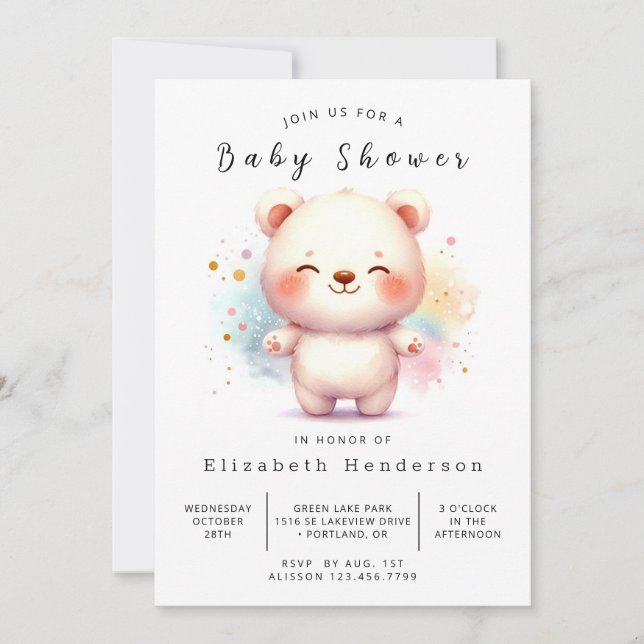 Convite Chá de fraldas de Urso Online Divertido (Frente)