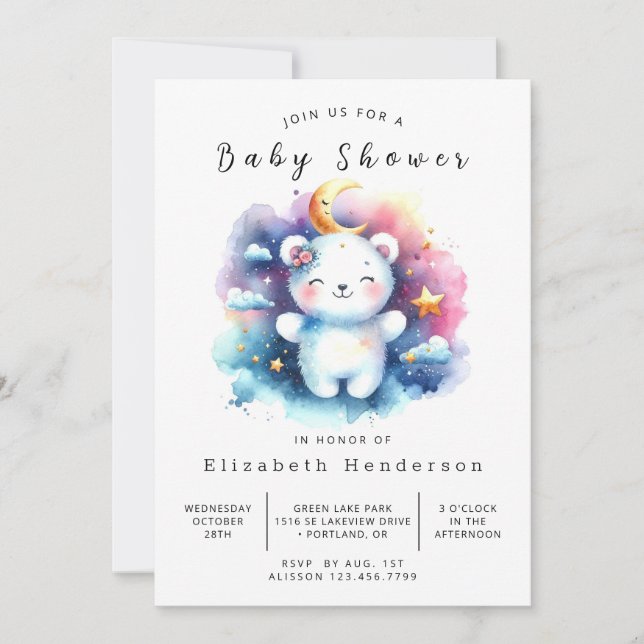 Convite Chá de fraldas de Urso Personalizado Divertido (Frente)
