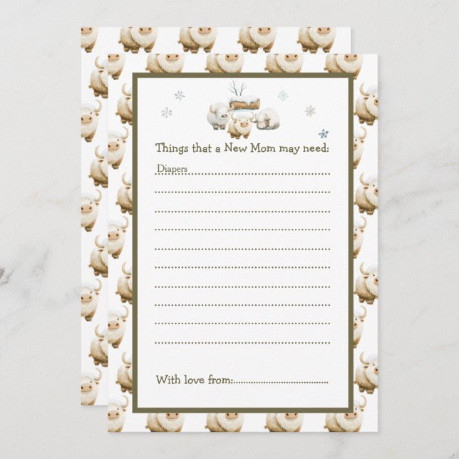 Convite Chá de fraldas de Vaca do Ártico Ártico de Inverno (Frente/Verso)