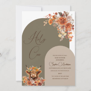 Convite Chá de fraldas de Vaca Highland Rust